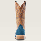 Back View, Stone Blue Men's Boot, Heel shot 