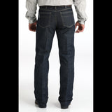 Back view of the white label, relaxed fit, mid rise jean 