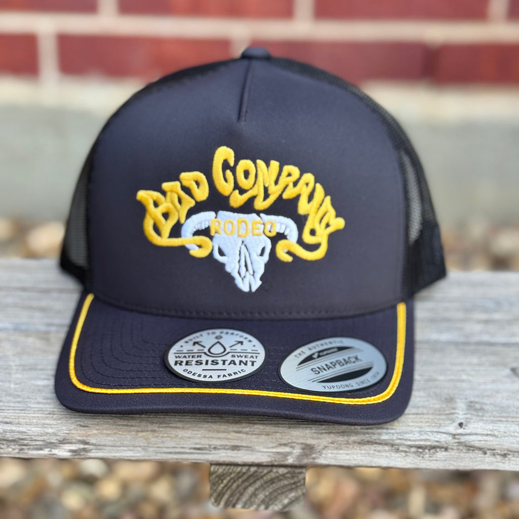 Bad Rodeo Company, Yellow, Black, mesh backing and snap back 