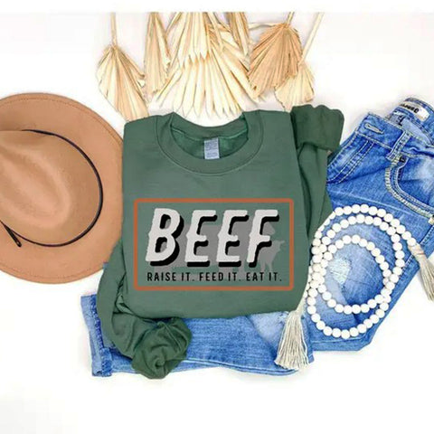 Olive Green Beef Crewneck Sweatshirt