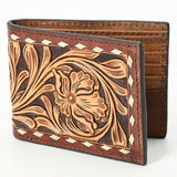 Tooled with buck stitching Biofold wallet 