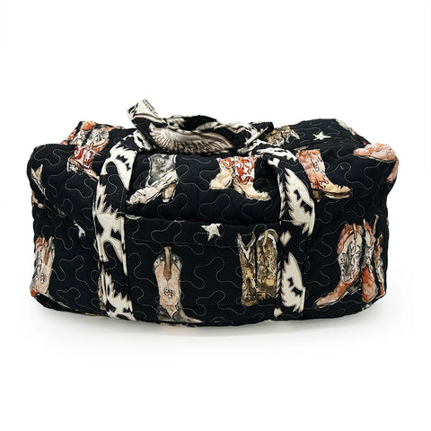 Black Quilted thunderbird Boots Weekender Duffle Bag