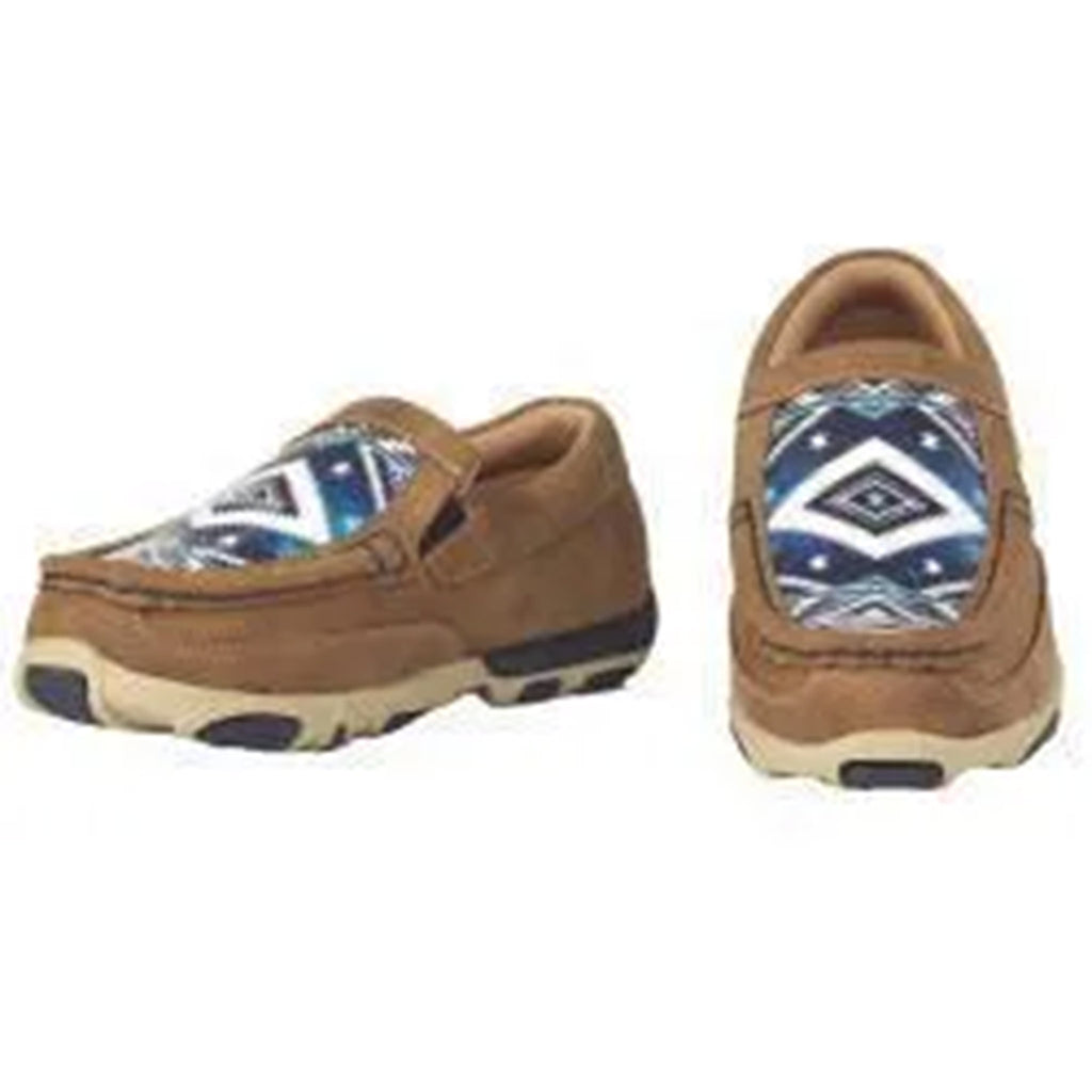 Side and front view of Twister Kid's Blakely Moccasin Shoes 