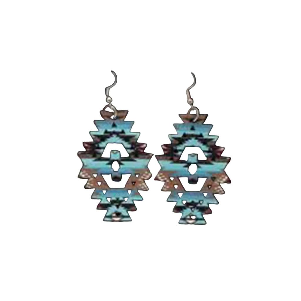Blue & Brown Aztec Earrings