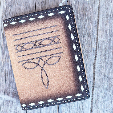Boot Stitching Tri Fold Wallet