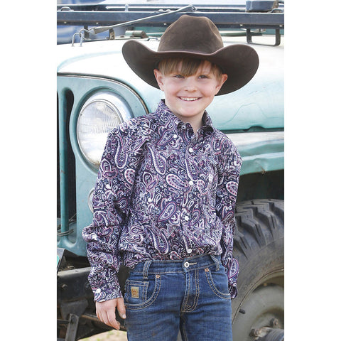 Boys Multi Paisley, Button Down, Open Pocket 