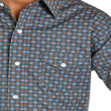 Boys' Rough Stock Vintage Diamond Print Snap Button Long Sleeve- Close-Up