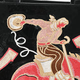 Bronc Embroidery on black gloss tote bag 