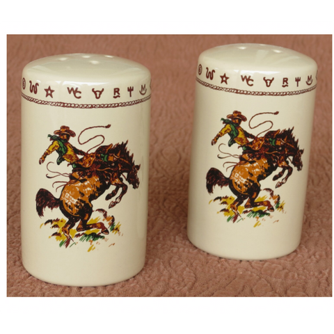 Bronc and Brands on sat and pepper shakers 