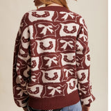 Burgundy Horseshoe and bow sweater 