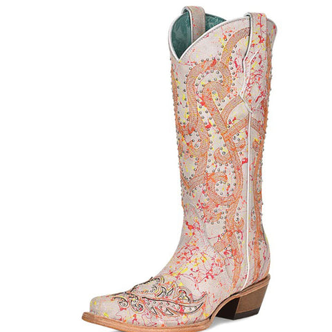 Corral White & Neon Boots