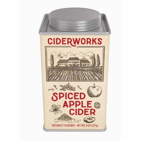 Ciderworks spiced apple cider tin container