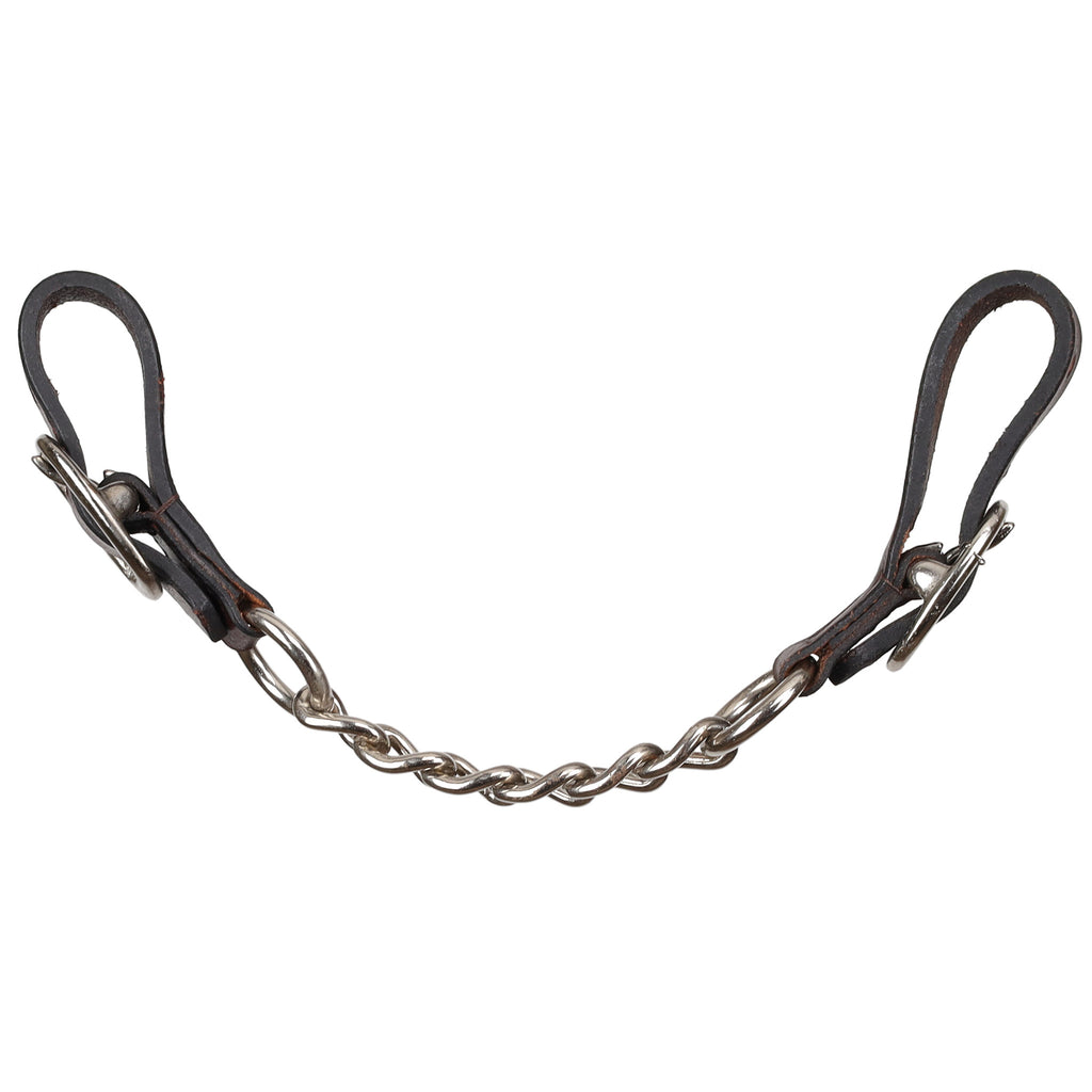 Draped view of Showman Argentina Cow Leather Curb Chain 