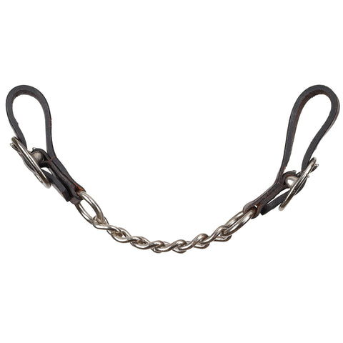 Draped view of Showman Argentina Cow Leather Curb Chain 