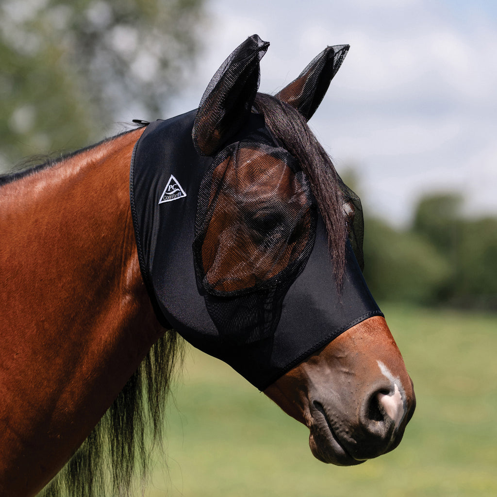 Black Lycra and Mesh Fly Mask