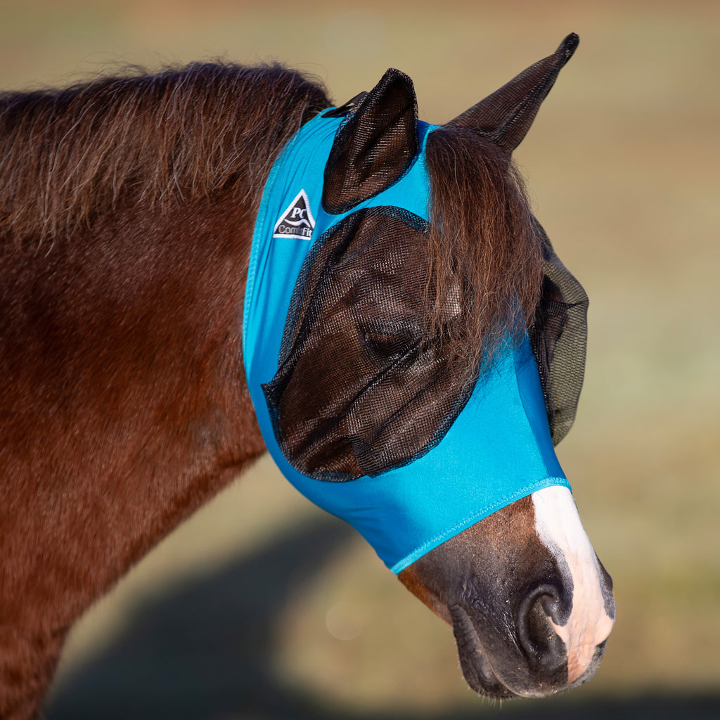 Pacific Blue Pony Lycra and Mesh Fly Mask