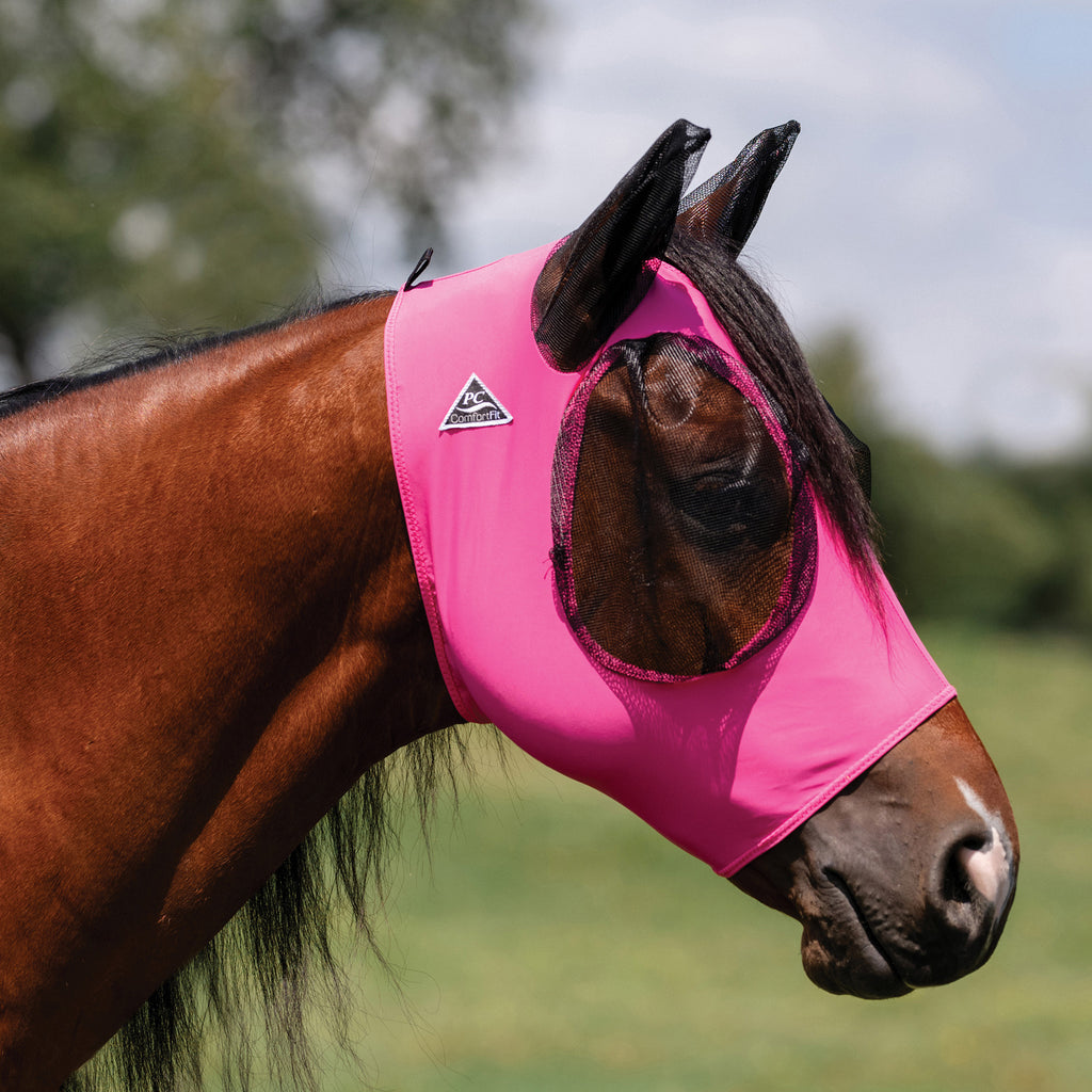 Pink Lycra and Mesh Fly Mask
