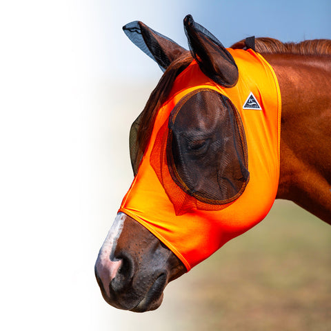 Solid Orange Comfort Fit Fly Mask -Cob Size From Professionals Choice