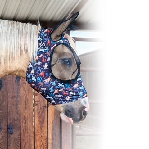 Fly Mask With Multicolored Horses And 50 Throughout