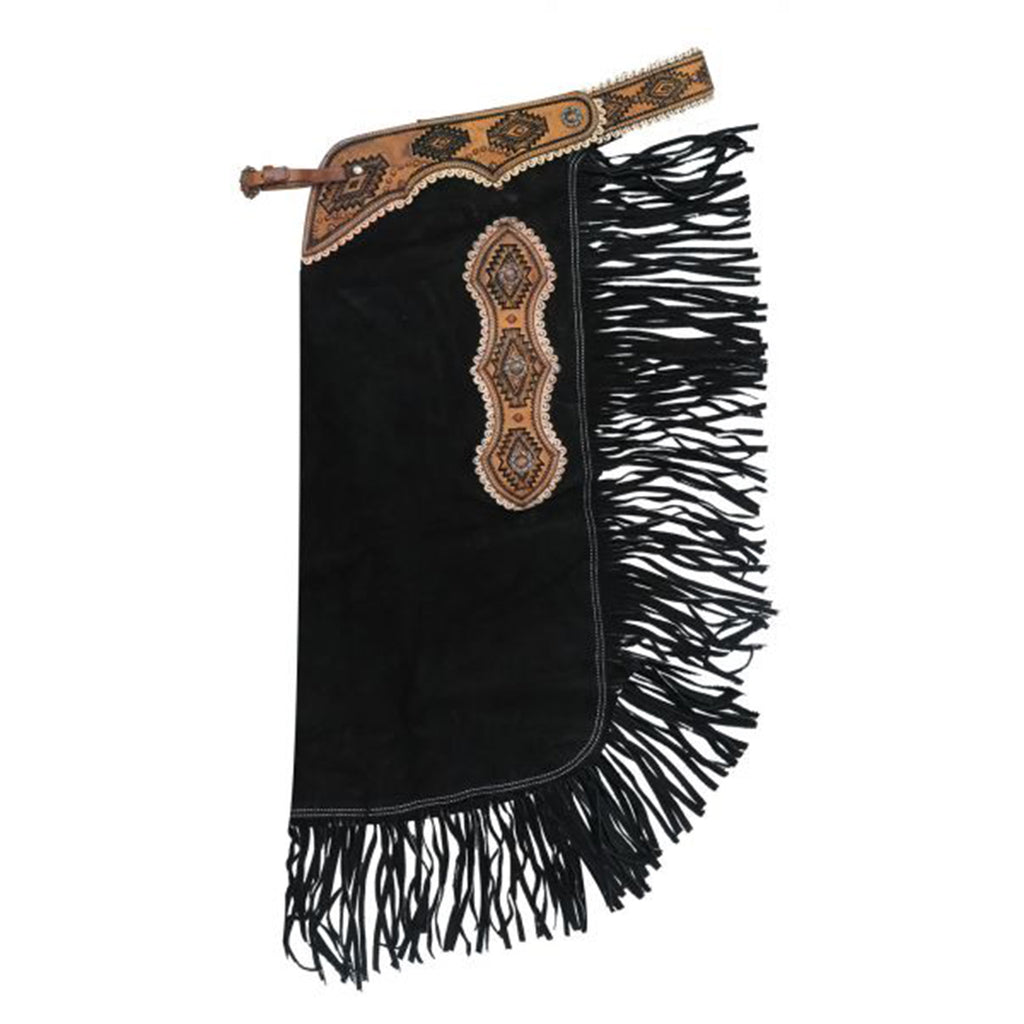 suede leather chinks with Navajo tooling