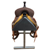 Front View of Paul Taylor 14" Chocolate Barrel Saddle