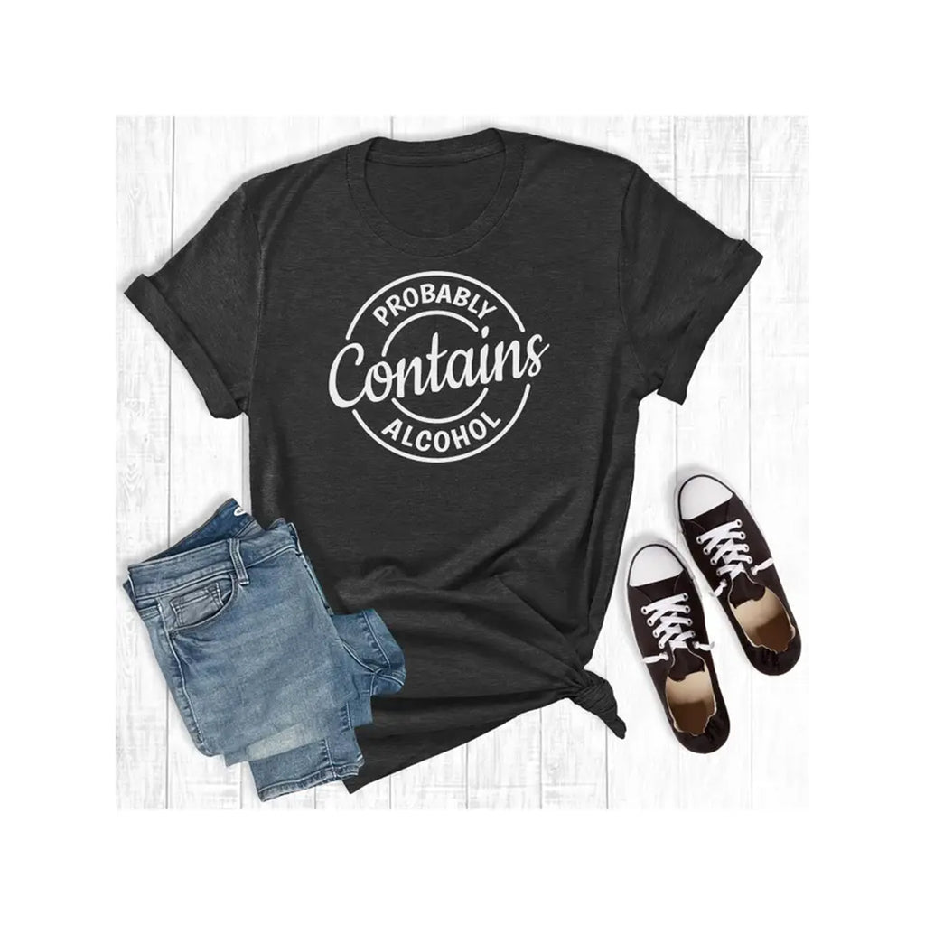 Black Probably Contains Alcohol Graphic Tee