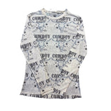 Cream Colored Cowboy Killer Mesh Shirt with Bull Skulls