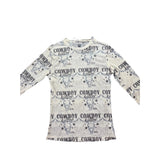 Cream Color Long Sleeve "Cowboy Killer" Mesh Top