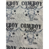 Close up of the bull skulls and 'cowboy killer' graphics