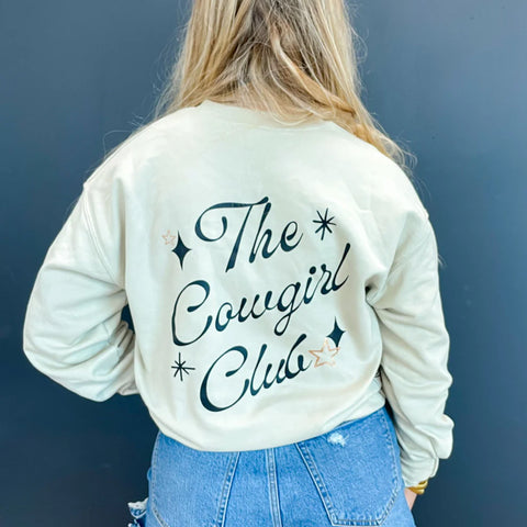 Women's cropped sweatshirt with the Cowgirl Club graphic on back