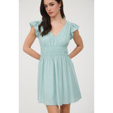 Mint Smocked Flutter Sleeve Dress