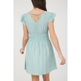 Mint Smocked Flutter Sleeve Dress