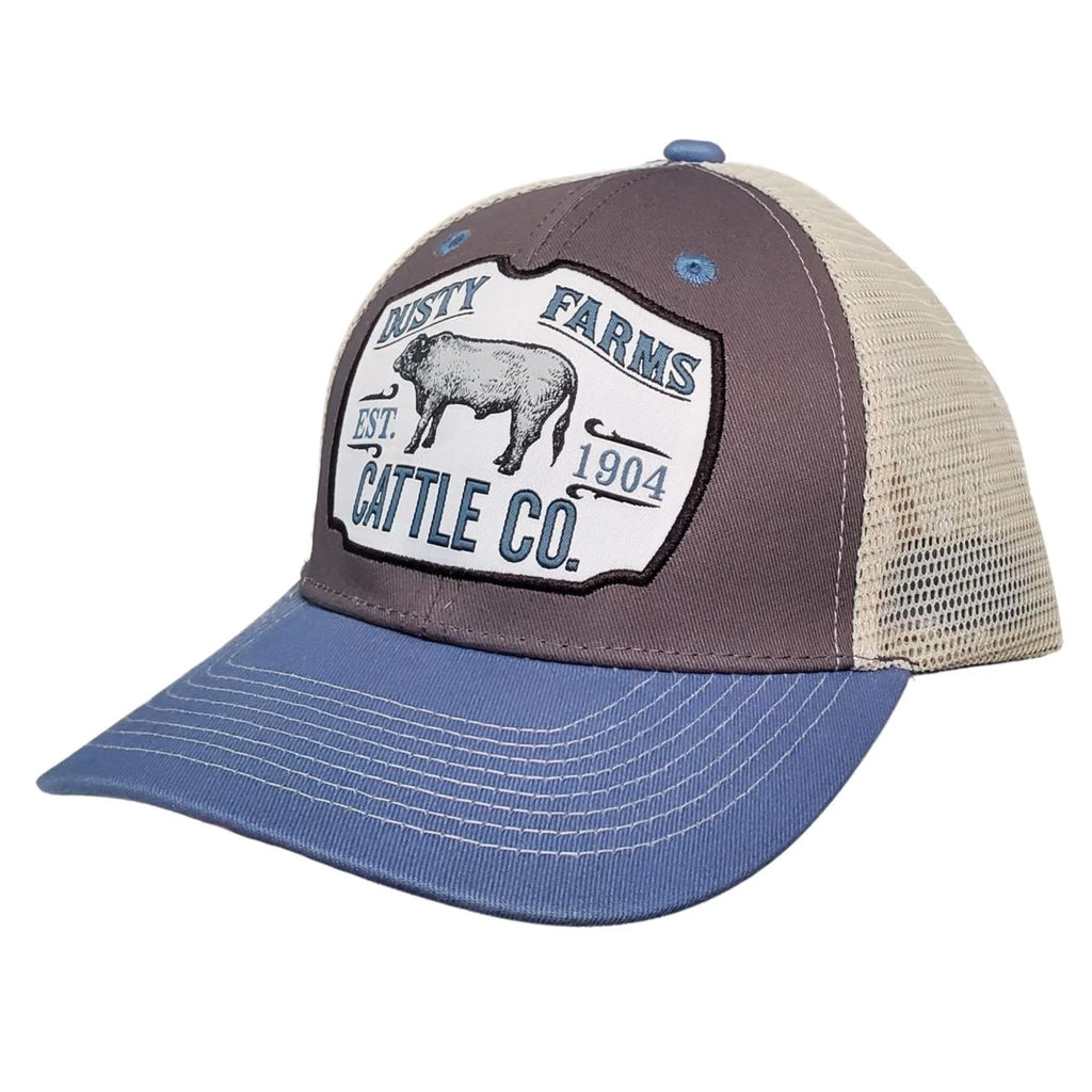 Western Fashion Accessories Dusty Farms Cattle Co Snapback Hat (Blue/Grey/Tan)