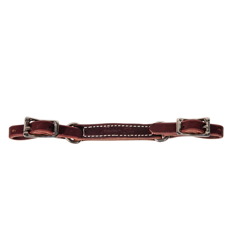 Flat lay of leather curb strap. 