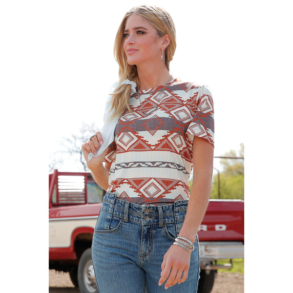 Cruel Denim Women's Rust, Grey & Cream Aztec Shirt