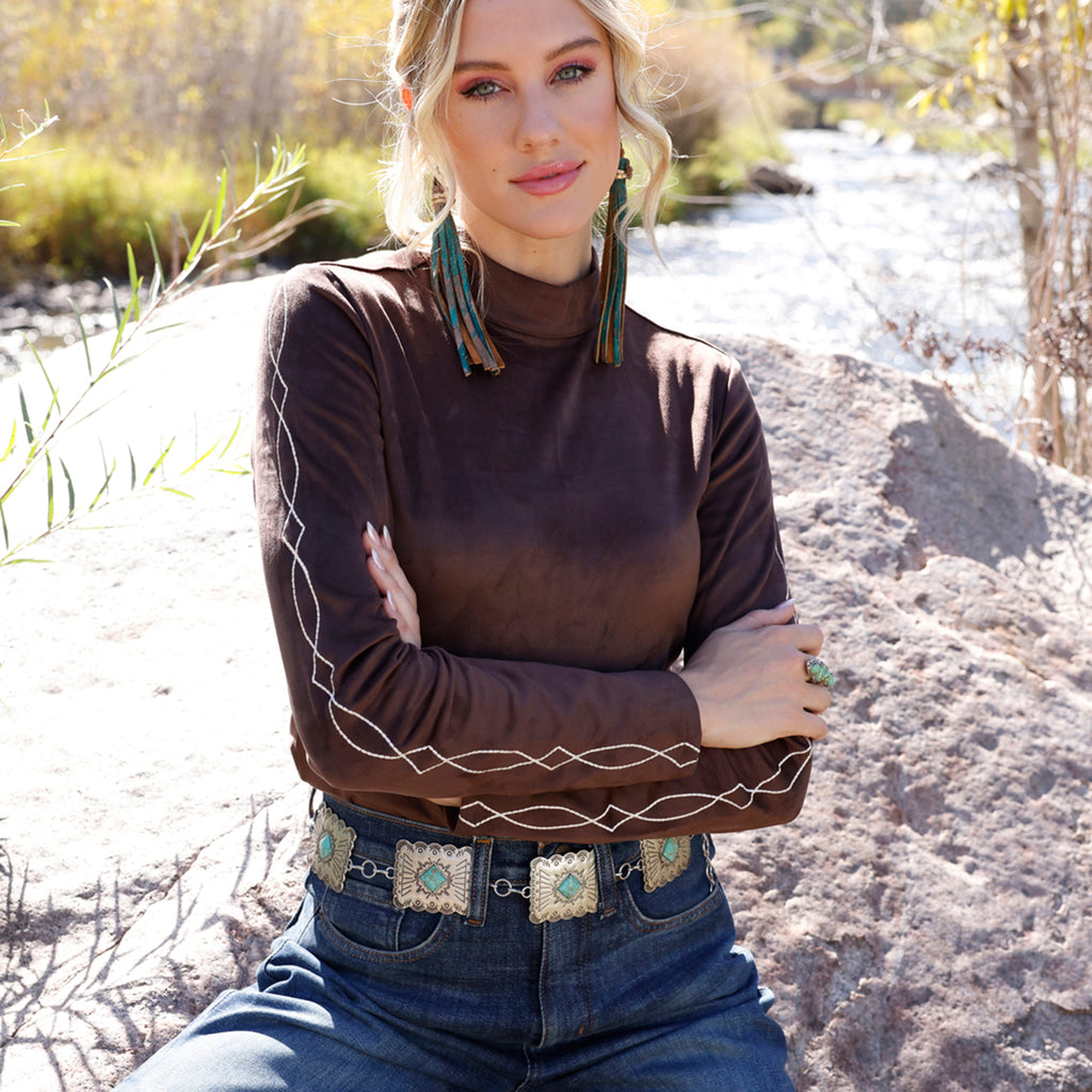 Cruel Denim Brown Boot Stitch Long Sleeve Shirt  
