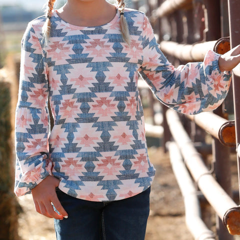 Navy & Pink Aztec Blouse