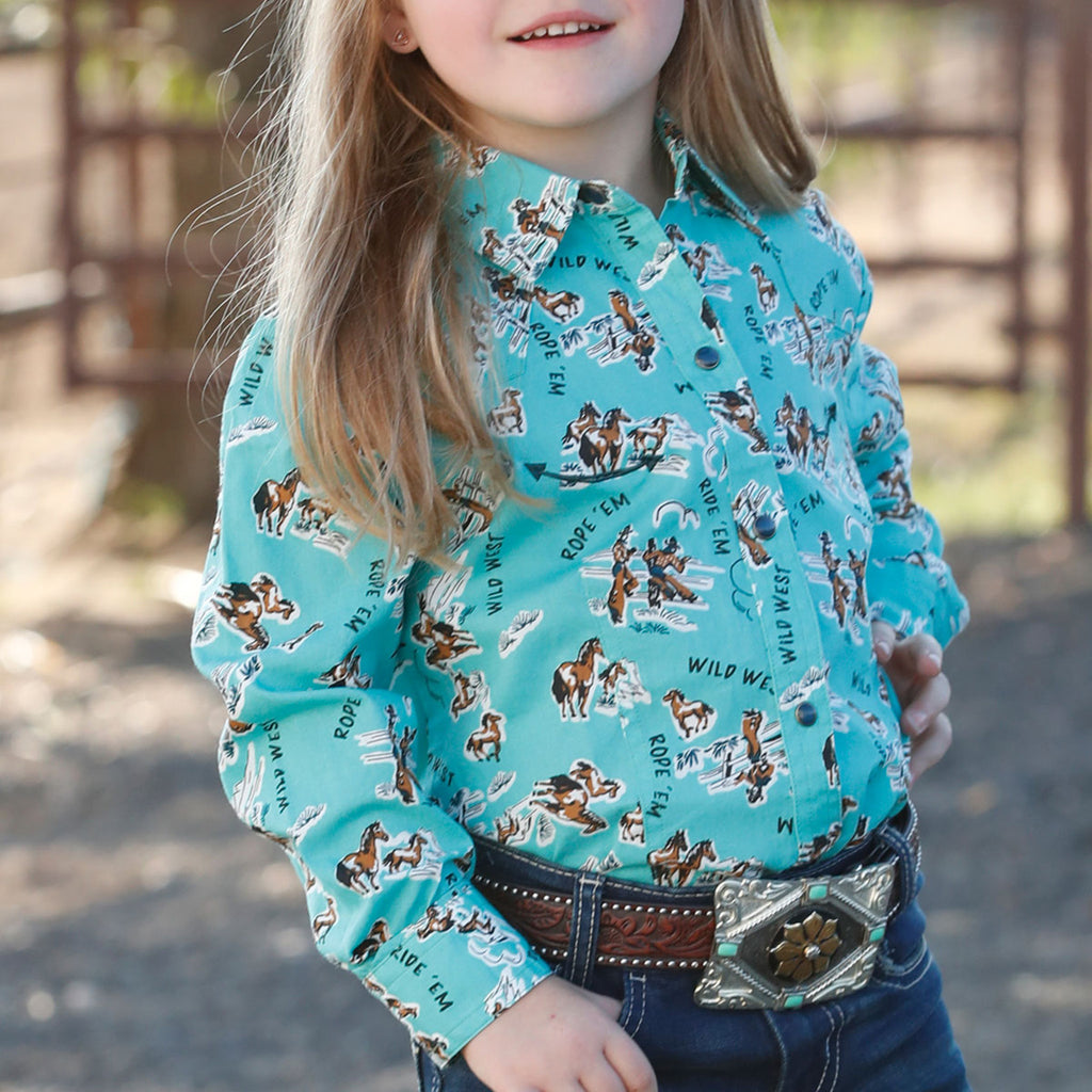 Cruel Girl Turquoise Rodeo Long Sleeve Western Shirt