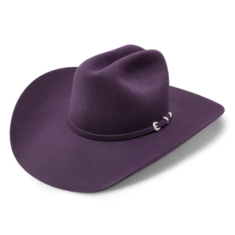Dark Purple Felt Cowboy hat with purple hat band and silver buckle. 