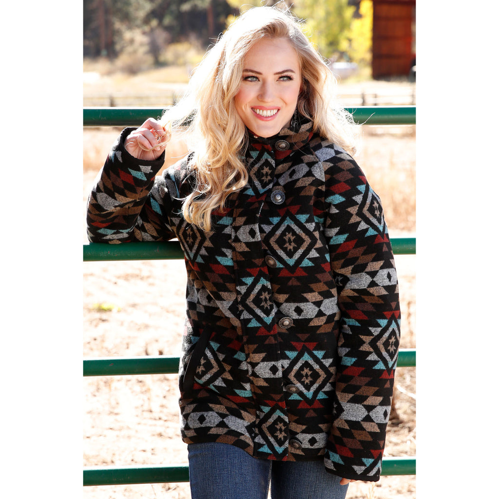 Cruel denim tweed coat with hood hotsell