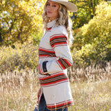 Side view of Women's Cream Walking Coat