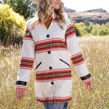Full front view of Women's Cream Walking Coat