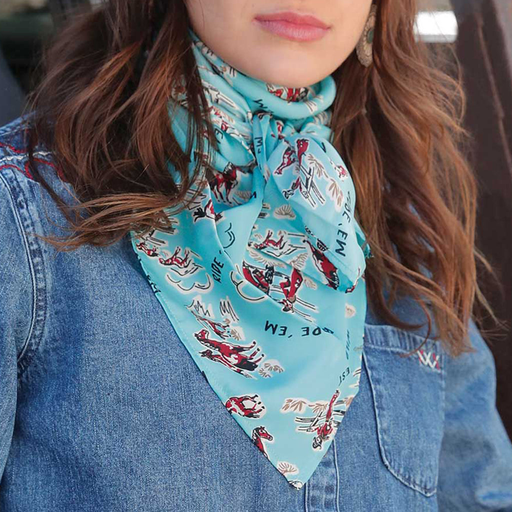 Turquoise Cowboy Print Wild Rag by Cruel Denim 