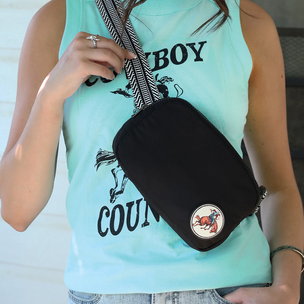 Black Bucking Bronc Belt Bag