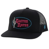 Black Snapback with Pink and Blue Stitching