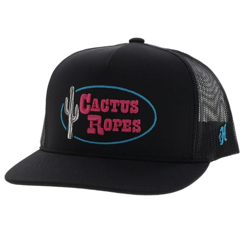 Black Snapback with Pink and Blue Stitching