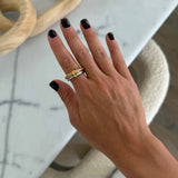 Gold and Silver Double Ring, Gold inlay of stones. Chansuttpearls 