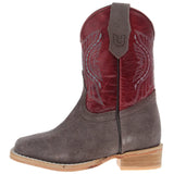 Square Toe, charcoal rough out kid boot 