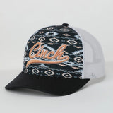Aztec print, white mesh back
