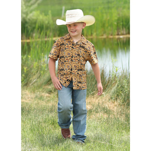 Saloon Camp Button Down Short Sleeve Shirt 
